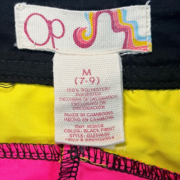 VTG Op Ocean Pacific Women Board Shorts Medium Black Retro Y2K Rainbow Surf Swim - Picture 5 of 10